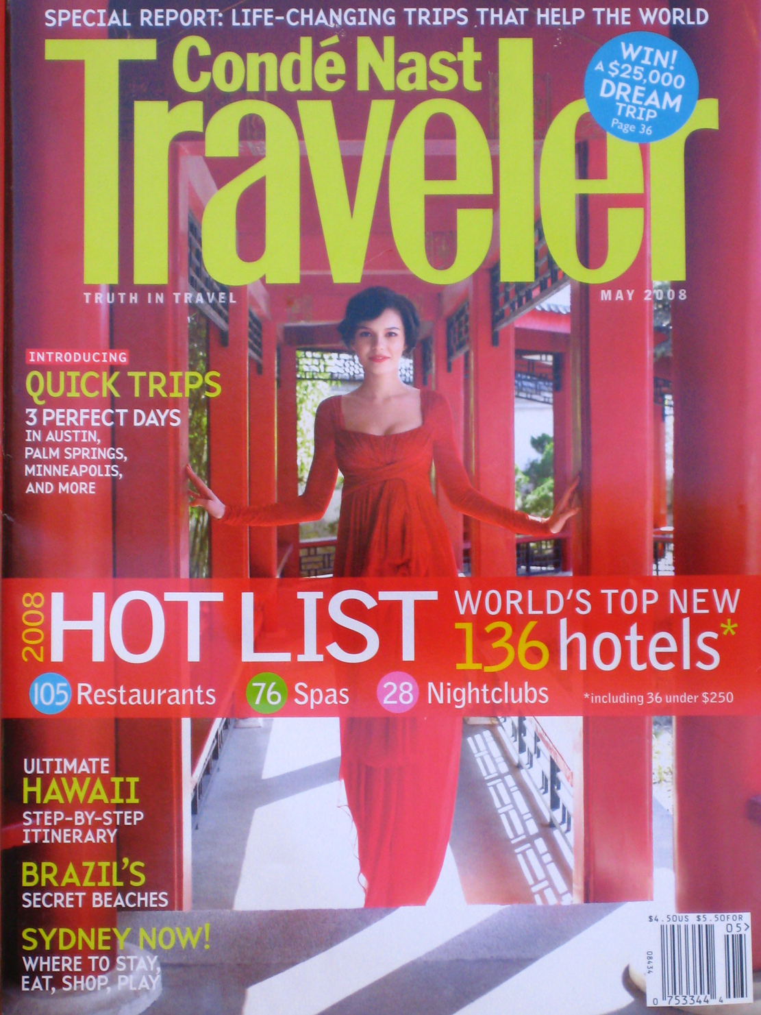 Condé Nast Traveler, May 2008 — the Hot List edition